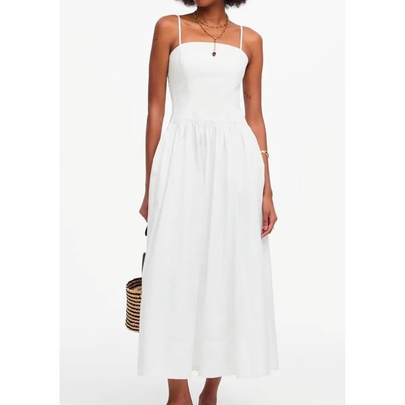 Madewell Dresses & Skirts - Madewell Poplin Seamed Maxi Dress Cutout Back White Summer Women's Sz 0 NWT